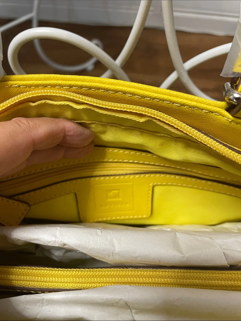 Leather Yellow Structured Top-Handle Satchel